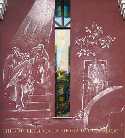 chi rotolerà via la pietra dal sepolcro - sgraffito pie donne al sepolcro