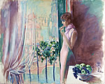 woman waiting at the window on the canal