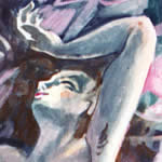 Salome’s head, painting detail