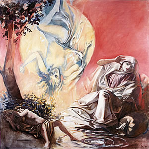 hagar, ishmael and the angel in the wilderness, painting