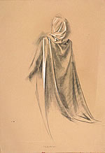 drawing study of the drapery of Isaac