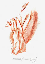 drawing study of the drapery of Isaac, large sleeve
