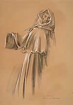 drawing study of the drapery of Abraham’s Servant, kaftan