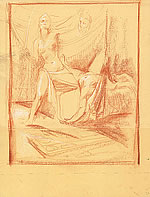 drawing sketch of Judith beheading Holophernes
