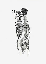 drawing study of the flute player of the Salome’s scene
